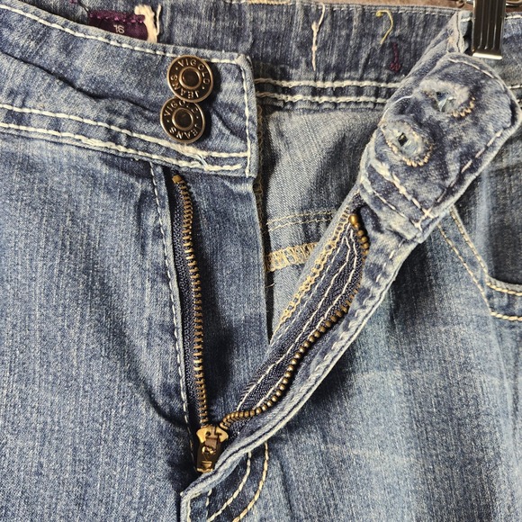 VIGOLD Womens Jeans Size 16 Blue Denim Tapered Embellished Pockets High Rise - Picture 9 of 15